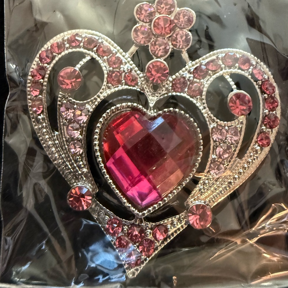Pink and Silver Heart Pendant with chain